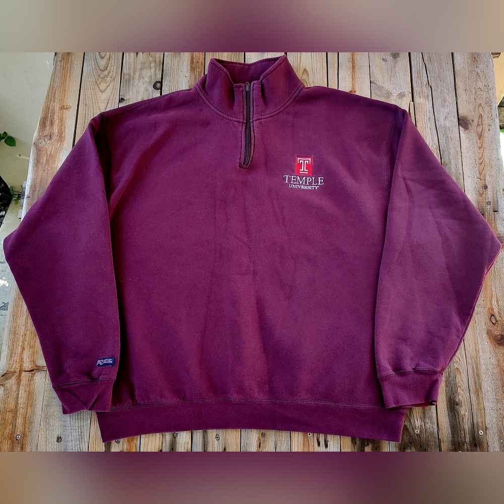 vintage NCAA Temple University quarter zip men's size XL